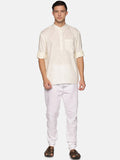 Sethukrishna Men Beige & White Pure Cotton Kurta with Pyjamas