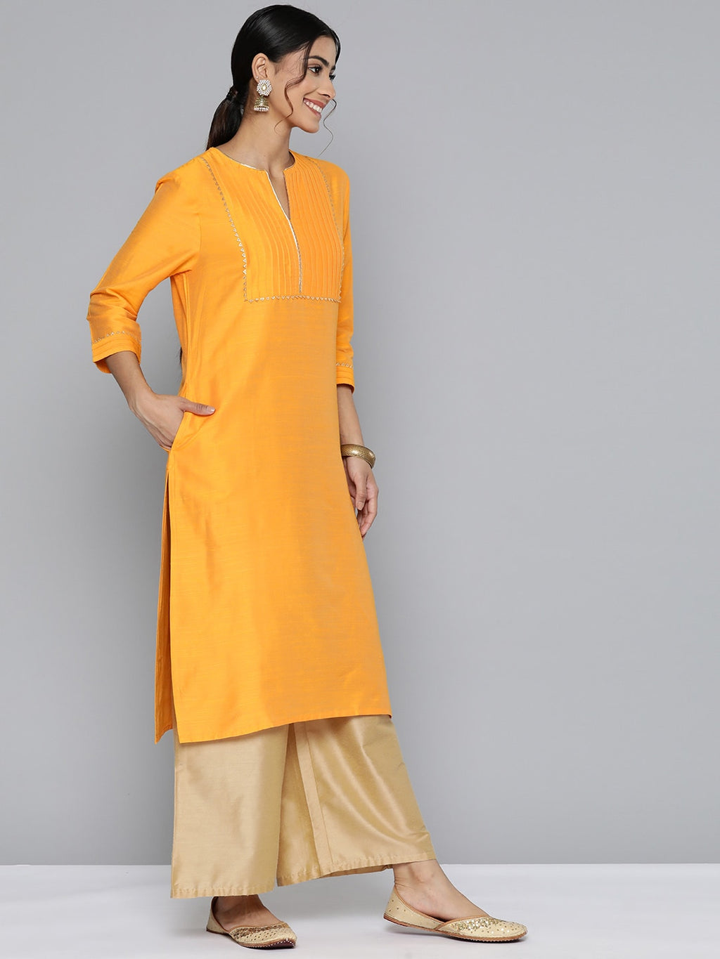HERE&NOW Yoke Design Gotta Patti Detail Kurta