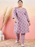 Sztori Printed V-Neck Straight Kurta With Trouser