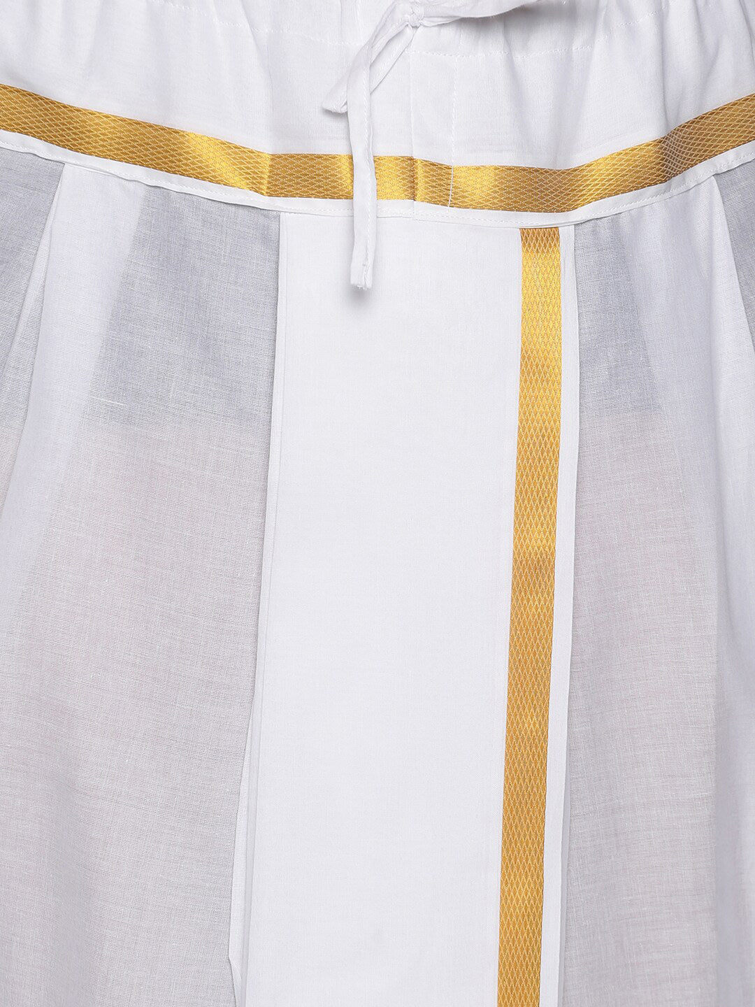 Sethukrishna Men White & Gold-Coloured Solid Readymade Cotton Dhoti Pant