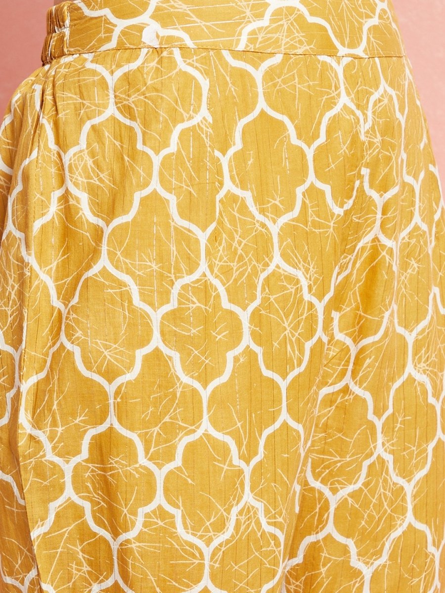 Aks Abstract Printed V-Neck Pure Cotton Kurta with Trousers