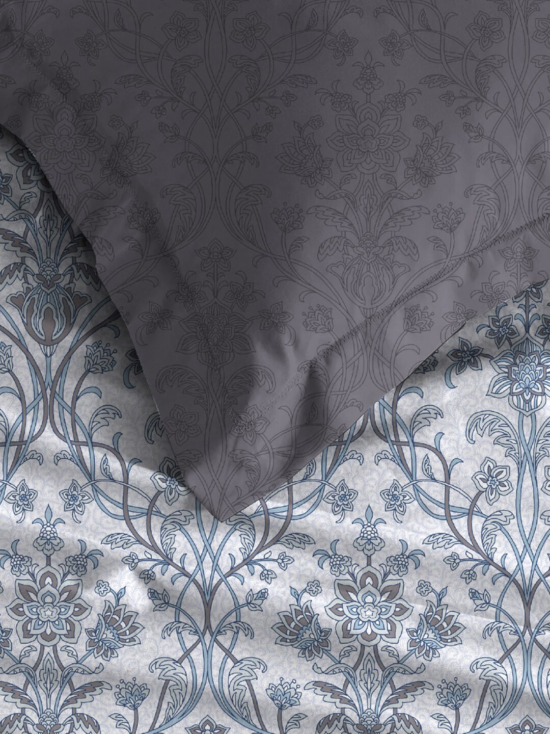 MYTRIDENT Dusk and Dawn Blue Ethnic Motifs Cotton 144 TC Queen Bedsheet 2 Pillow Covers