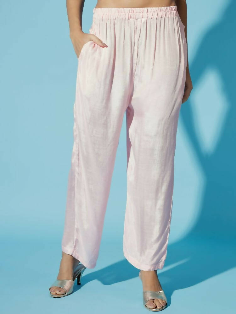 Myshka Women Pink Embroidered Kurta & Trousers With Dupatta