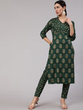 Aks Women Ethnic Motifs Printed Angrakha Kurta with Trousers