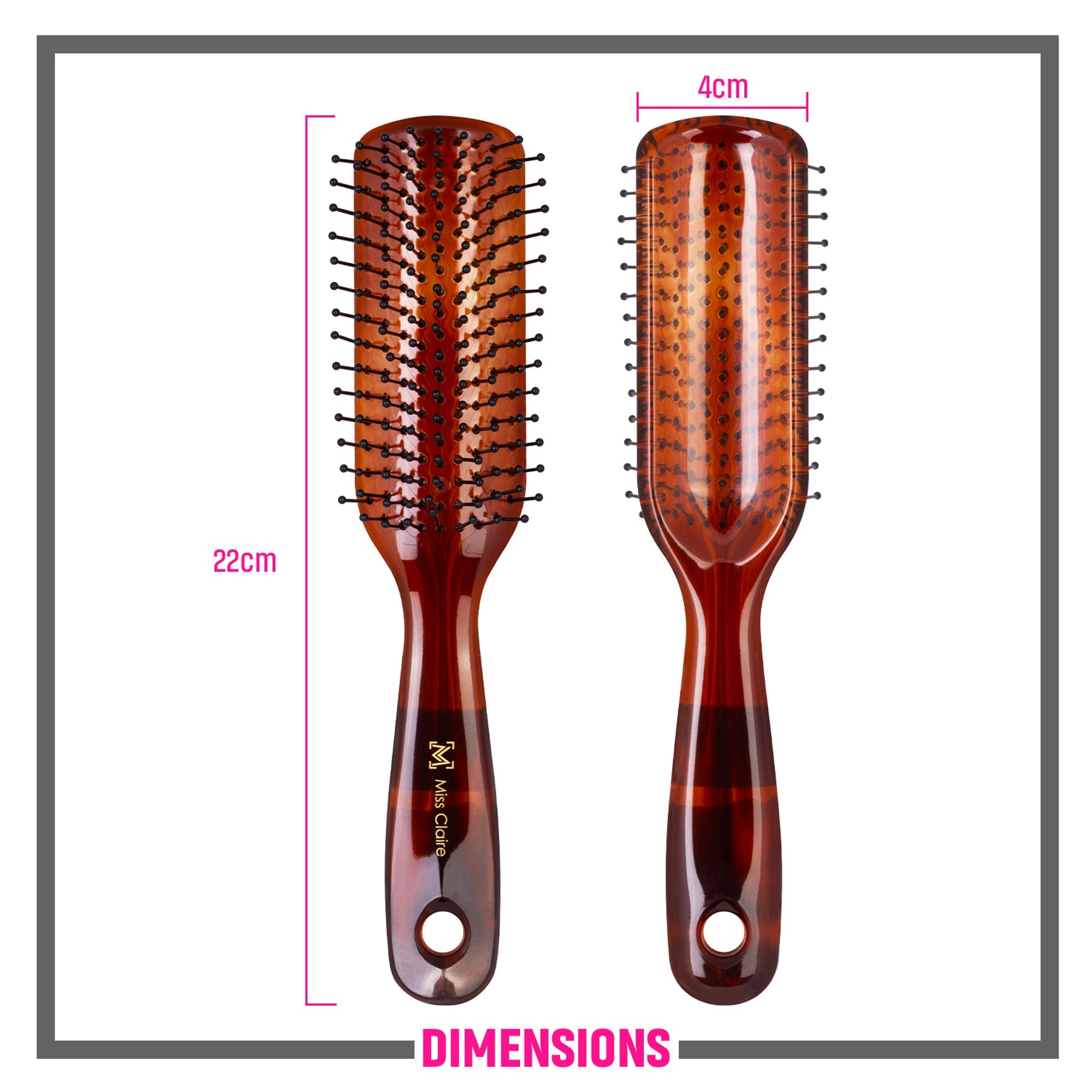 Miss Claire V18001At Flat Hair Brush - Shell