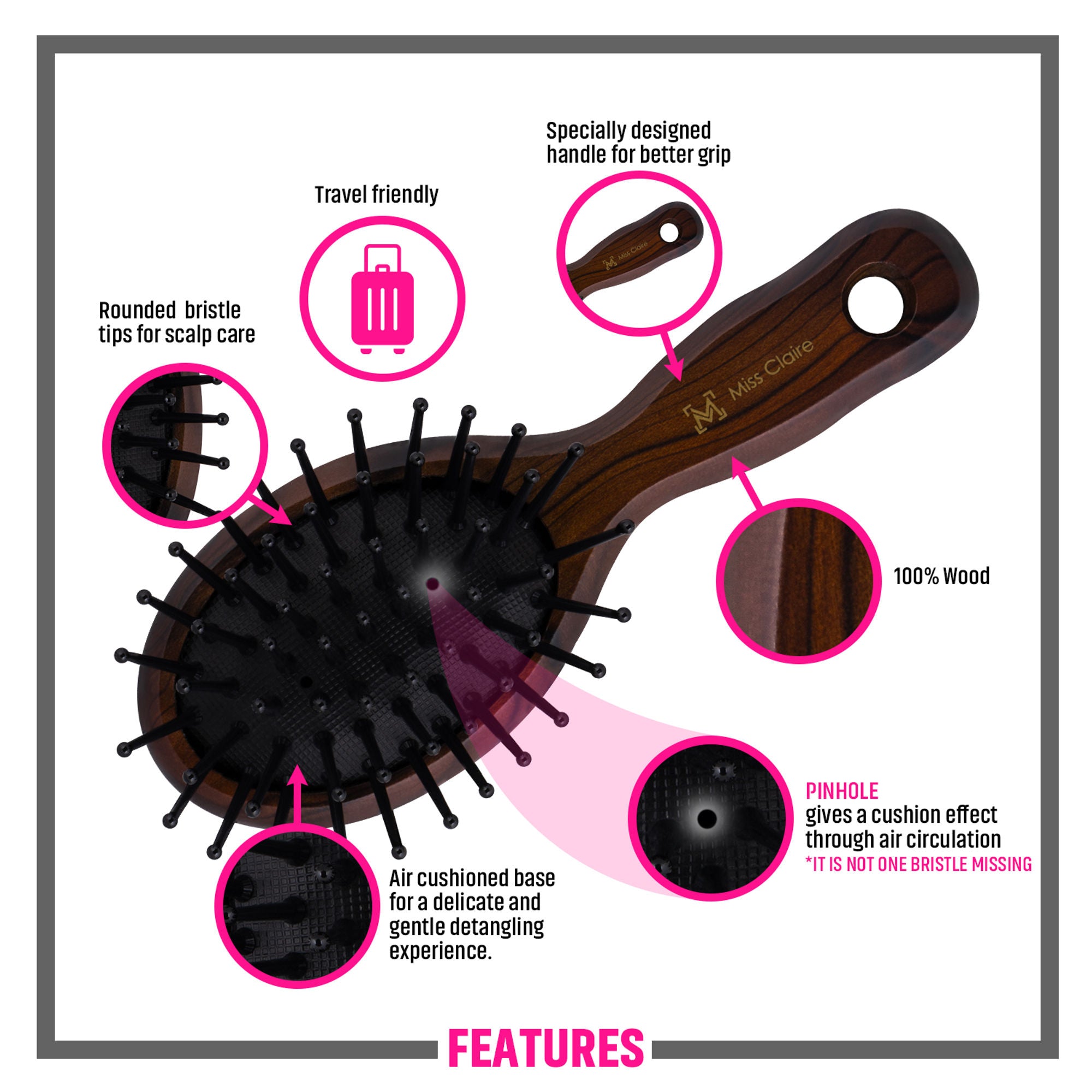 Miss Claire P79105F Paddle Hair Brush - Small