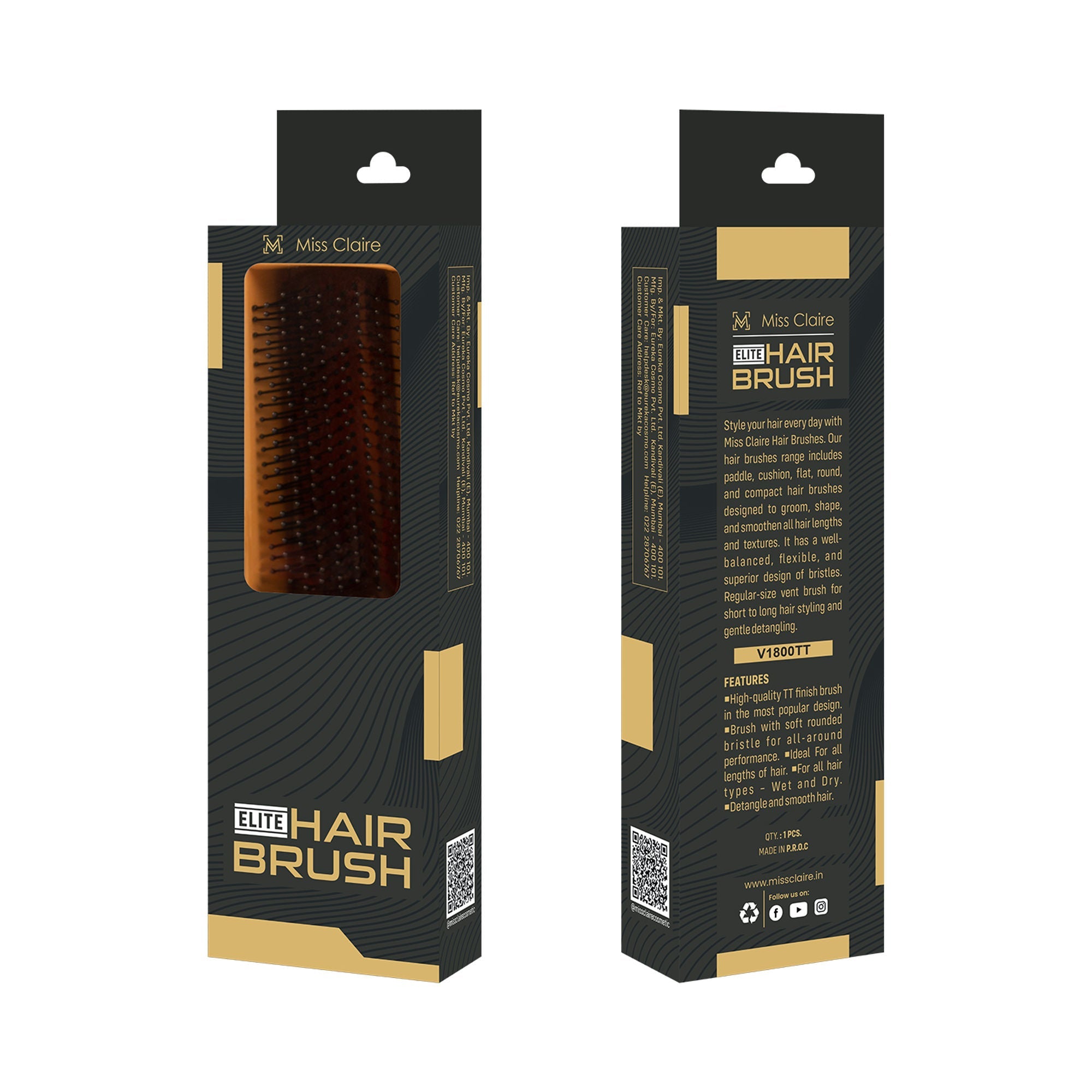 Miss Claire V1800Tt Flat Hair Brush