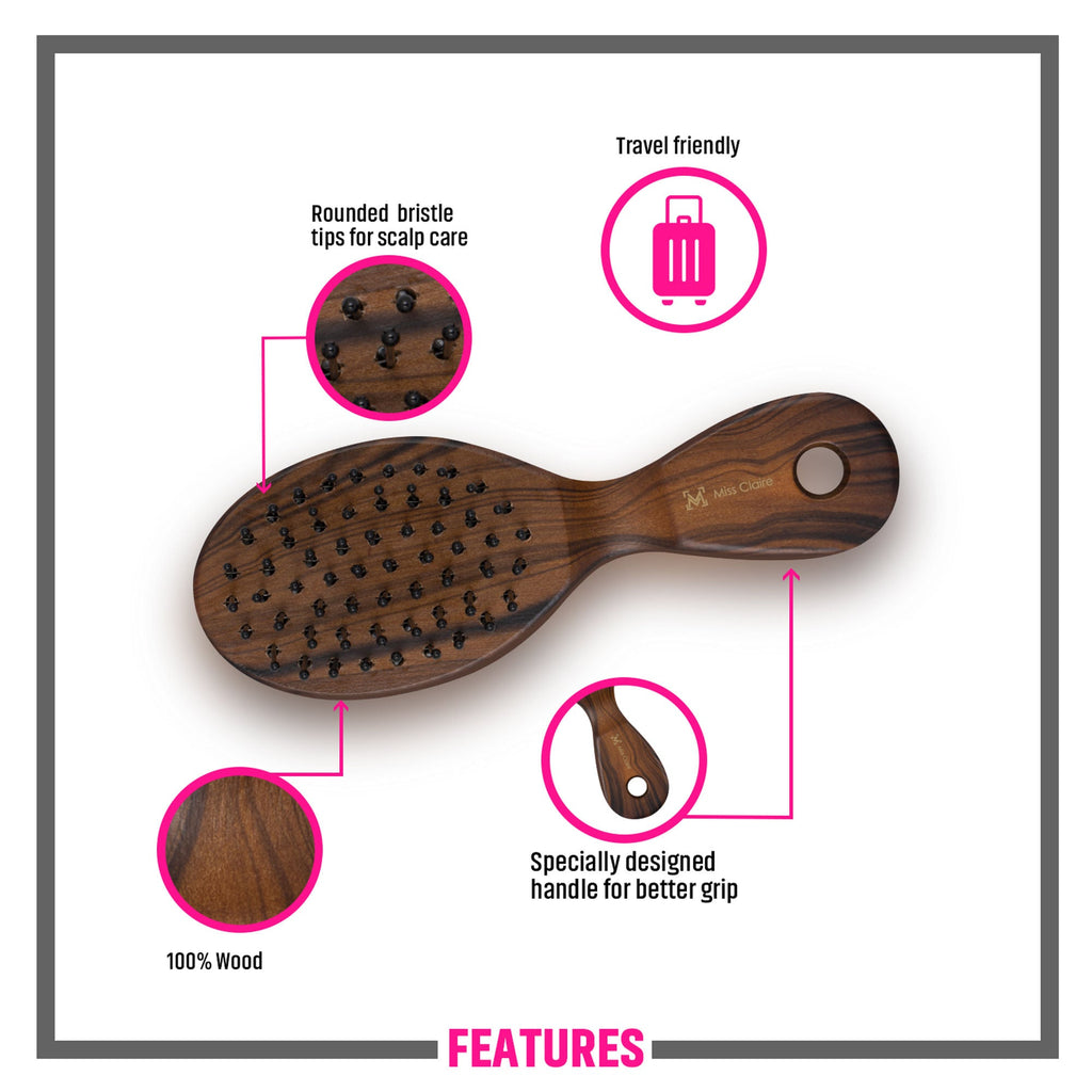 Miss Claire V18120F Flat Hair Brush - Small - Ebony