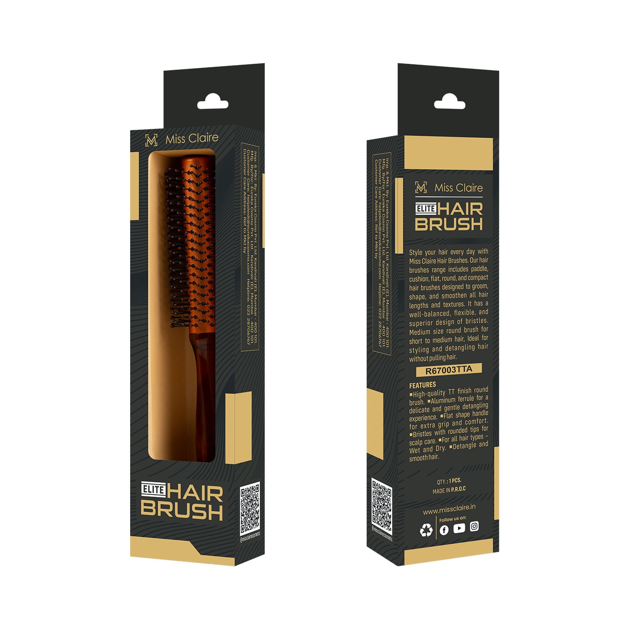 Miss Claire R67003Tta Round Hair Brush