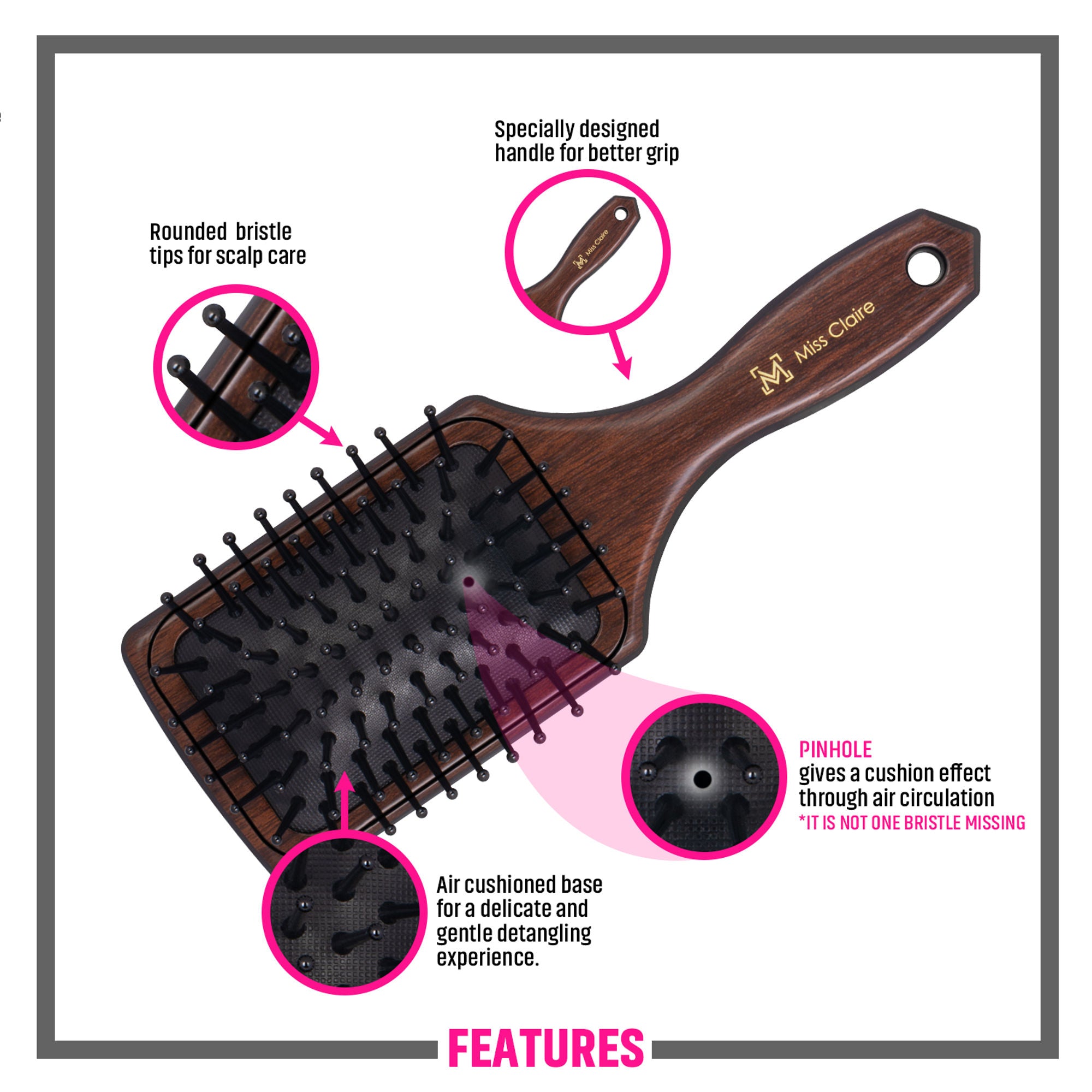 Miss Claire P69013L Paddle Hair Brush