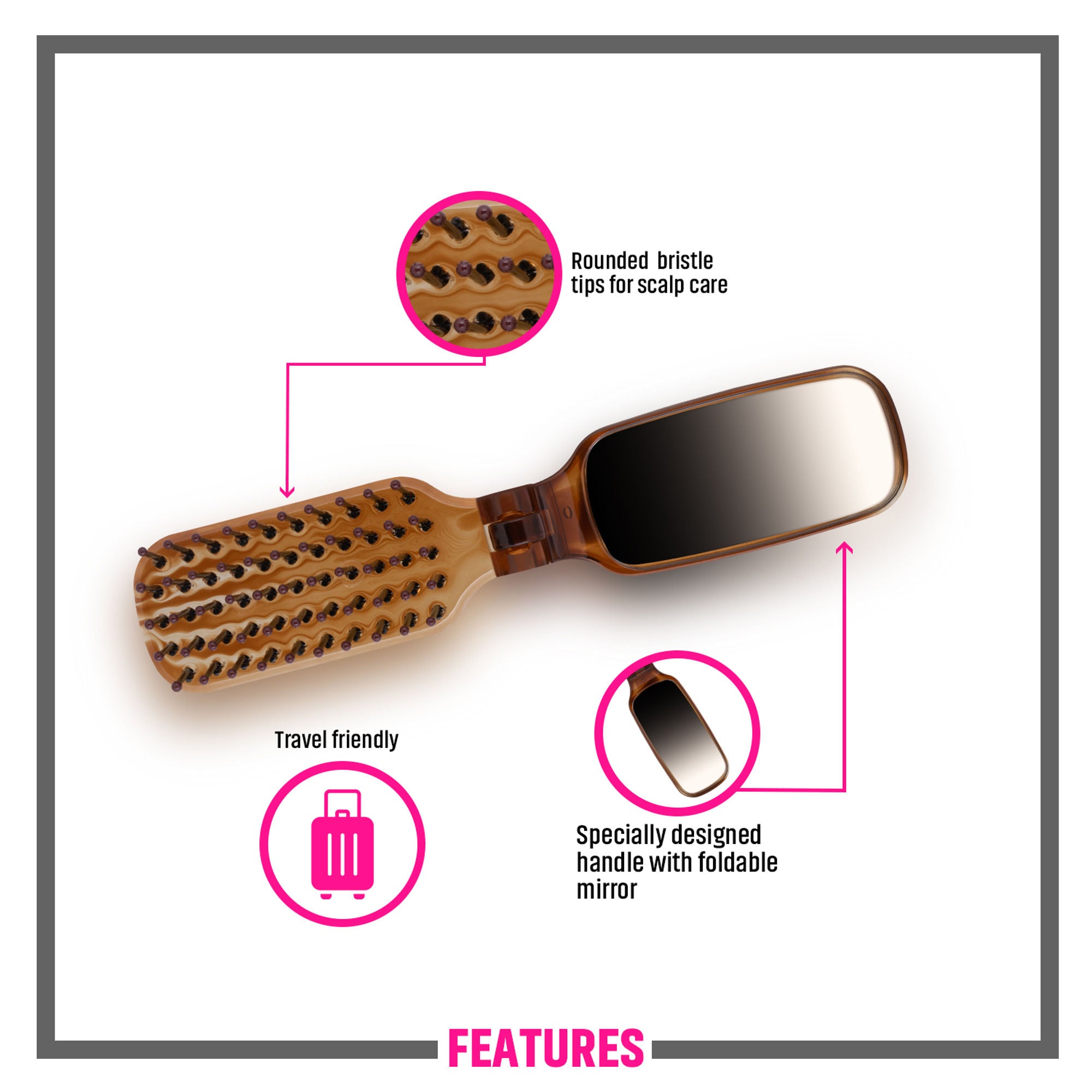 Miss Claire V450Tt Flat Hair Brush - Small