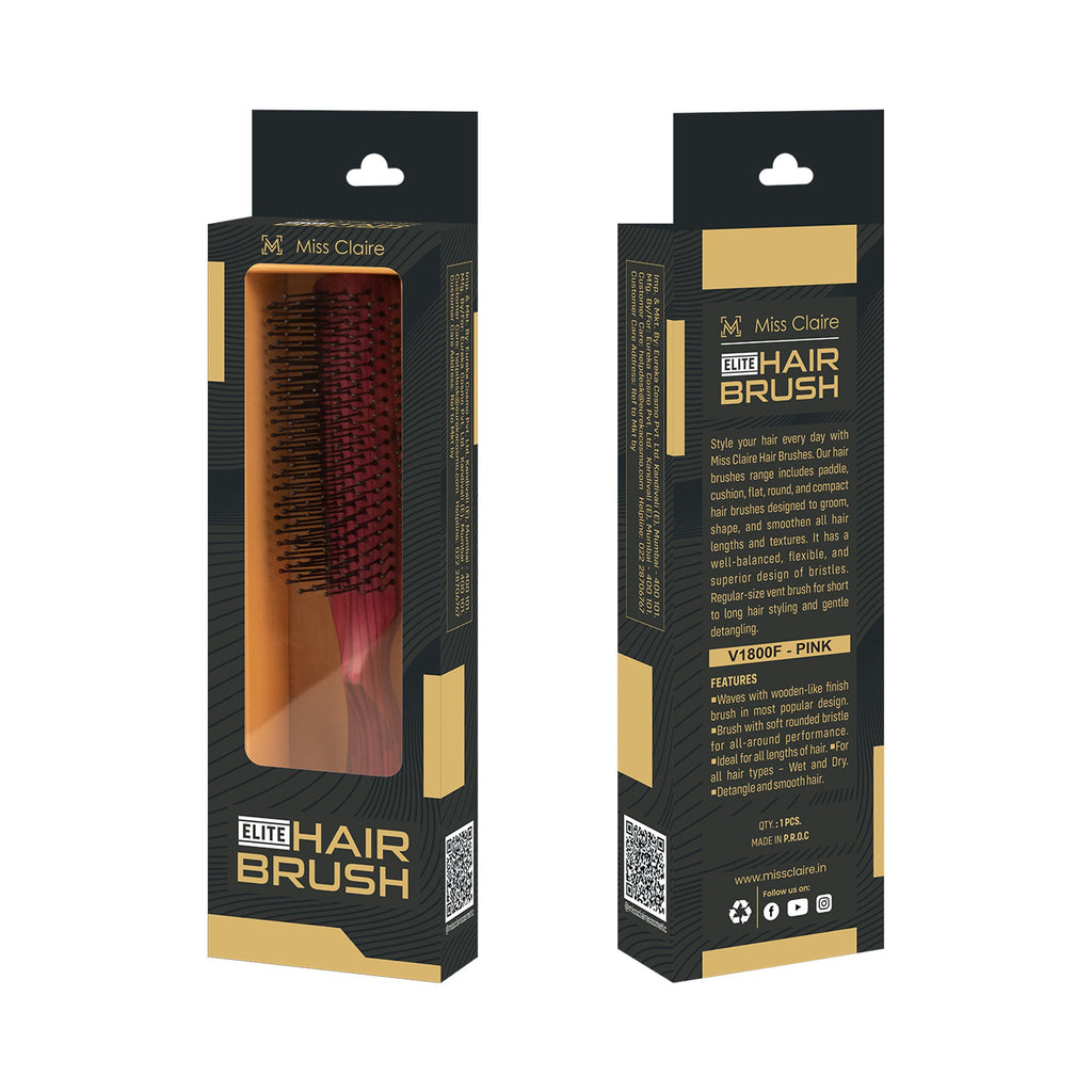 Miss Claire V1800F Flat Hair Brush - Pink