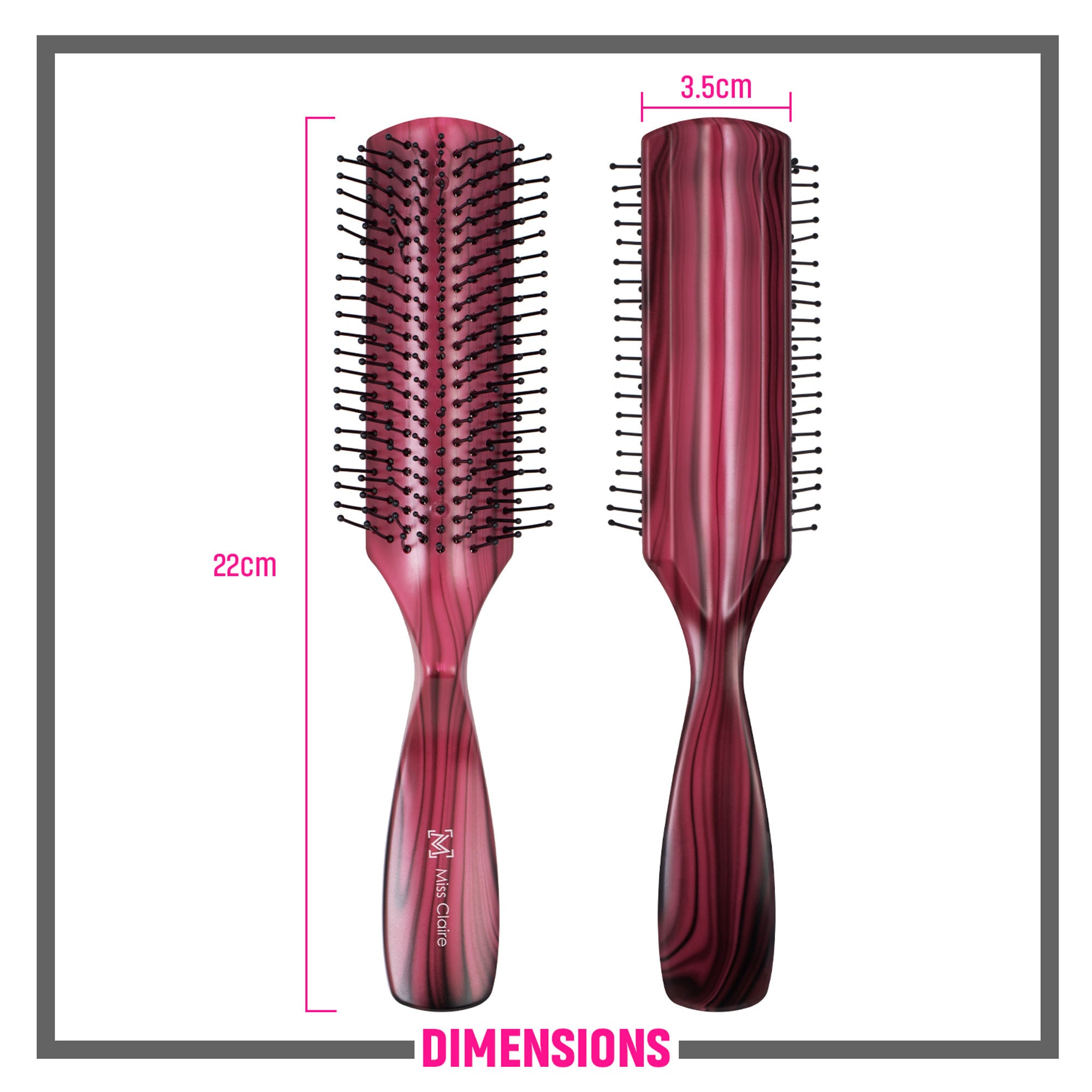 Miss Claire V1800F Flat Hair Brush - Pink
