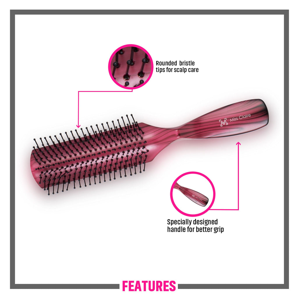 Miss Claire V1800F Flat Hair Brush - Pink