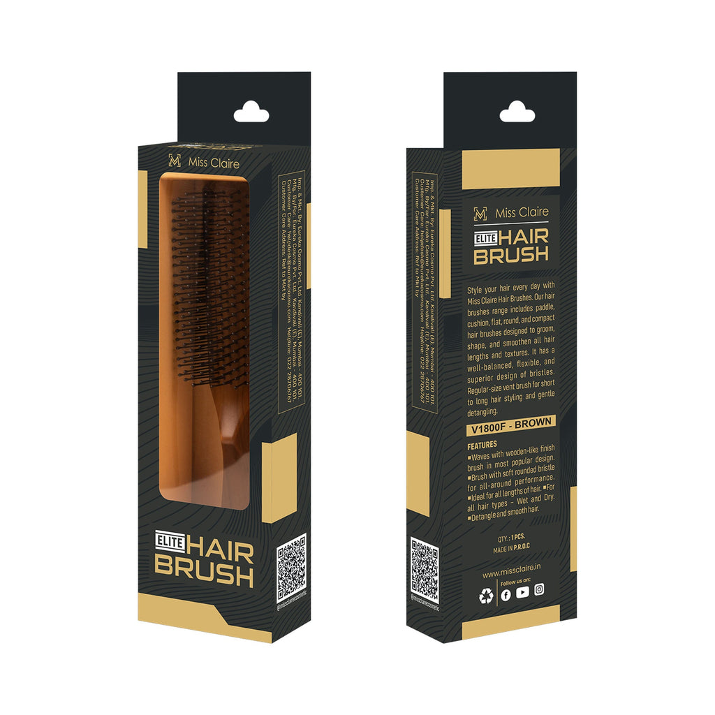 Miss Claire V1800F Flat Hair Brush - Brown