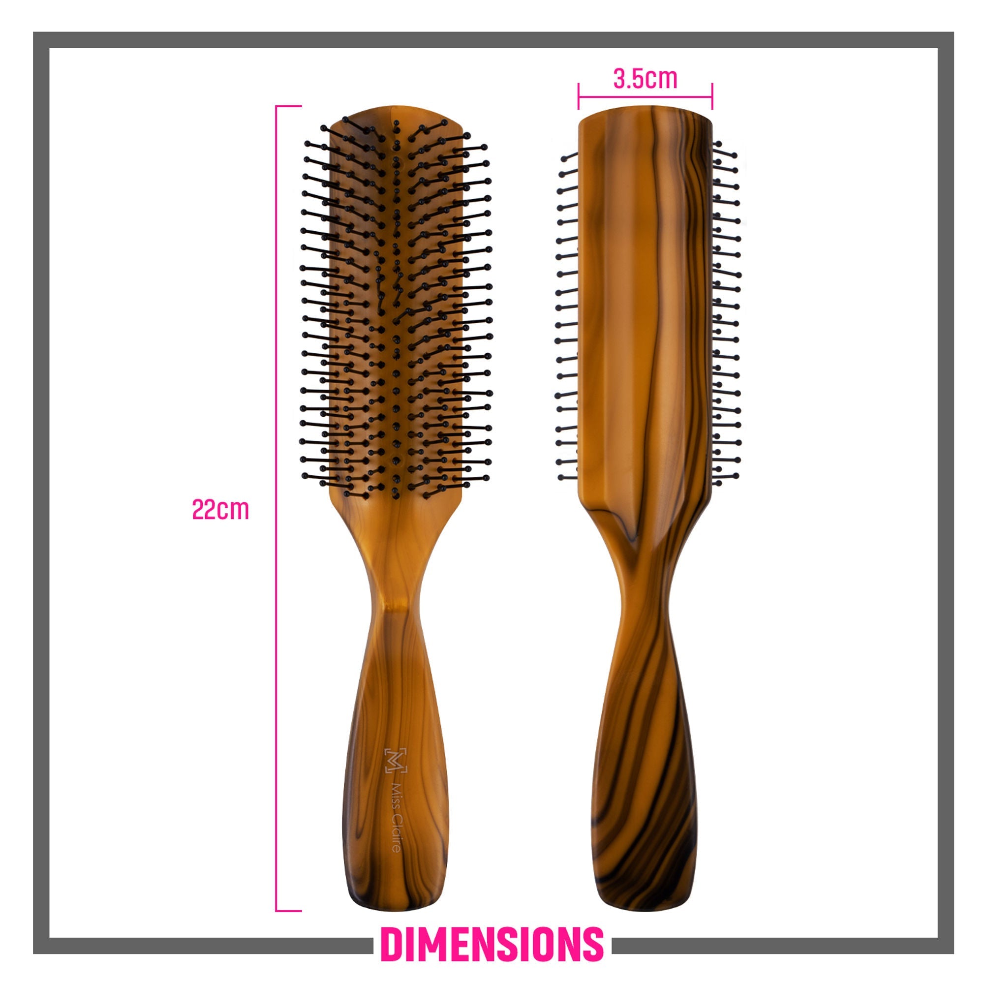 Miss Claire V1800F Flat Hair Brush - Brown
