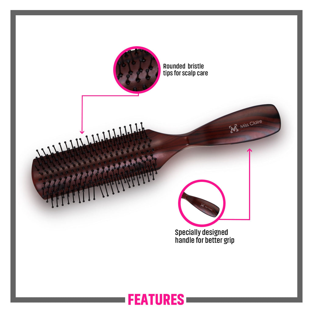 Miss Claire V1800F Flat Hair Brush - Rosewood
