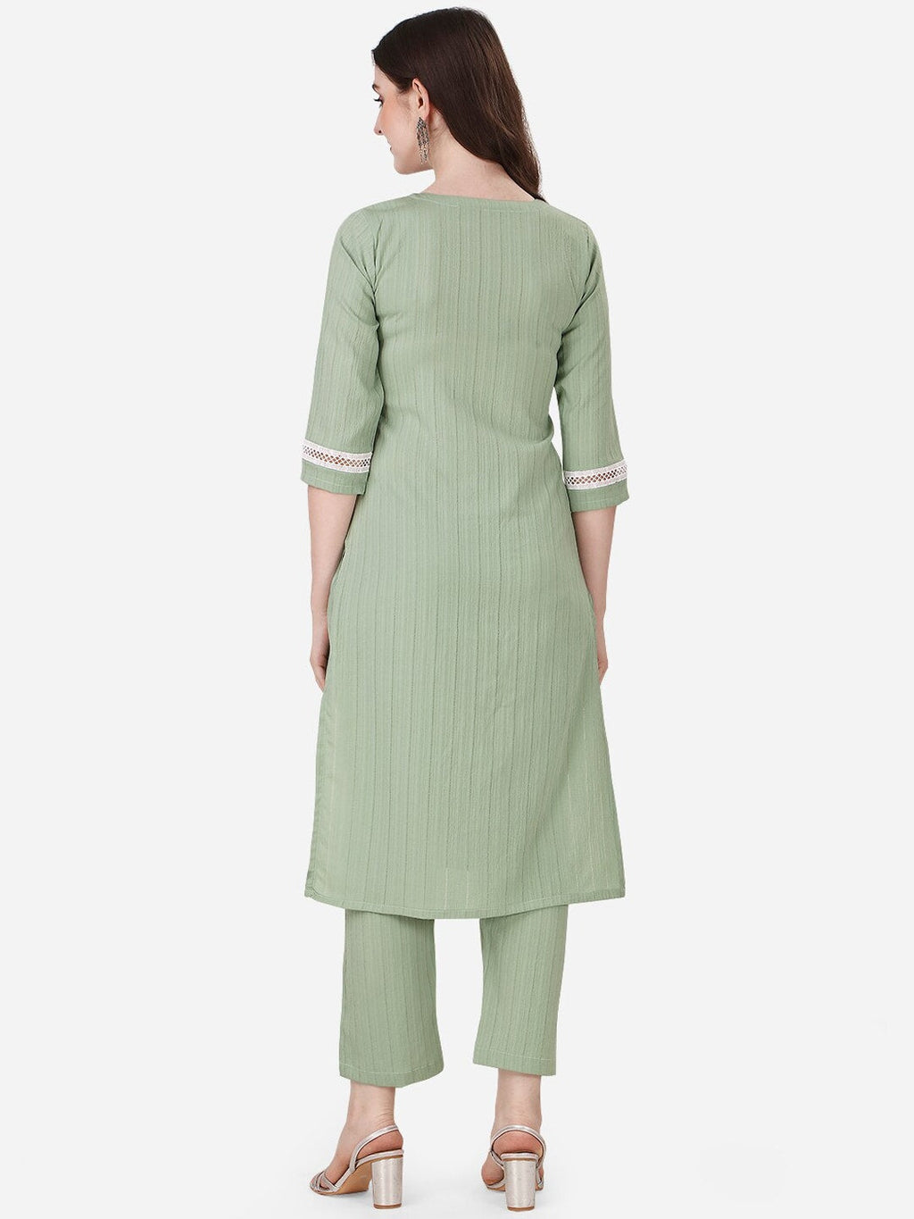 HERE&NOW Ethnic Motifs Yoke Design Kurta with Trousers