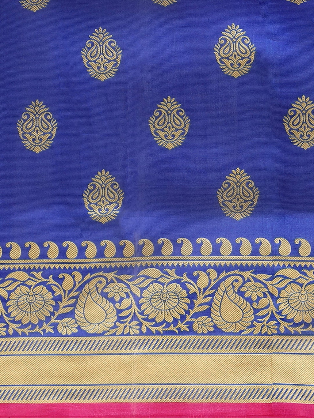Saree Mall Pink & Blue Paisley Print Half & Half Saree