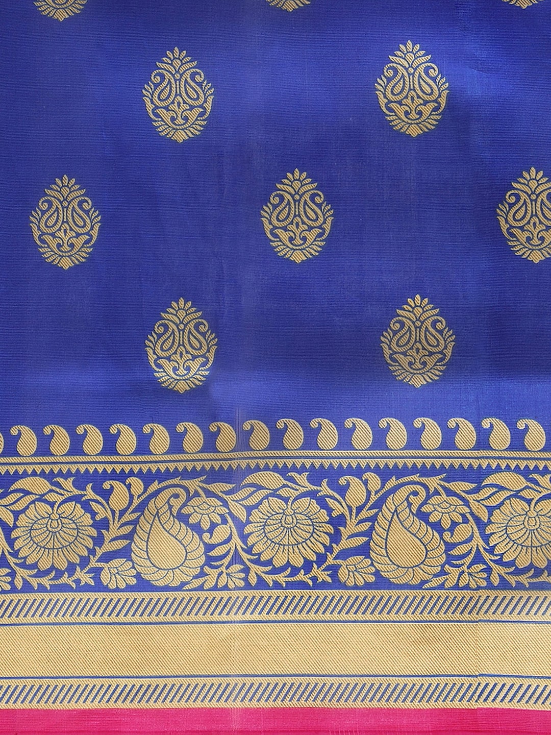 Saree Mall Pink & Blue Paisley Print Half & Half Saree