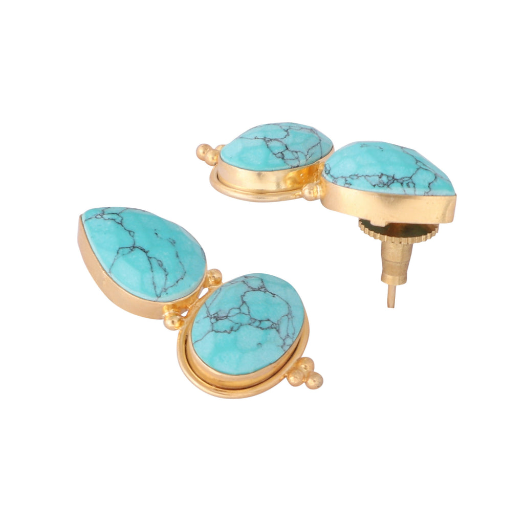 Nuyug 22K Gold Plated Turquoise Embrace Earrings