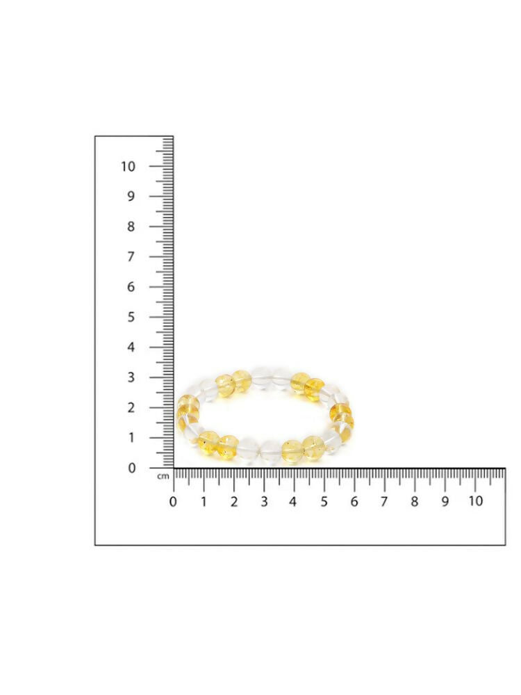 Clear Quartz & Citrine Yellow and White Beads Bracelet - Ruby Raang