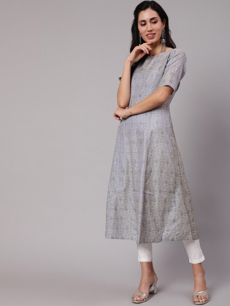 Aks Ethnic Motif Woven Design Jacquard A-Line Kurta