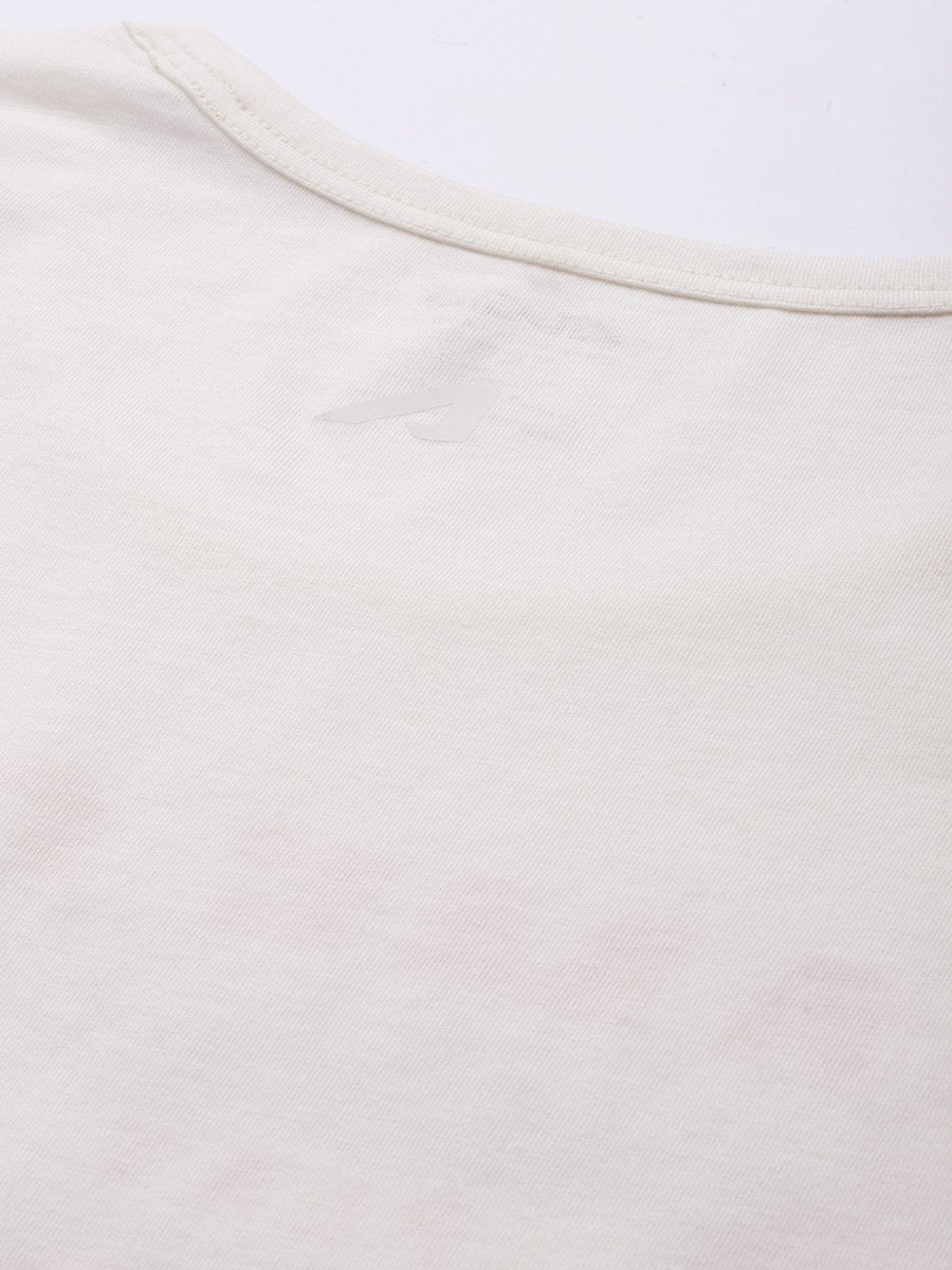 Alcis Men Off White Typography Printed Slim Fit Gym T-shirt
