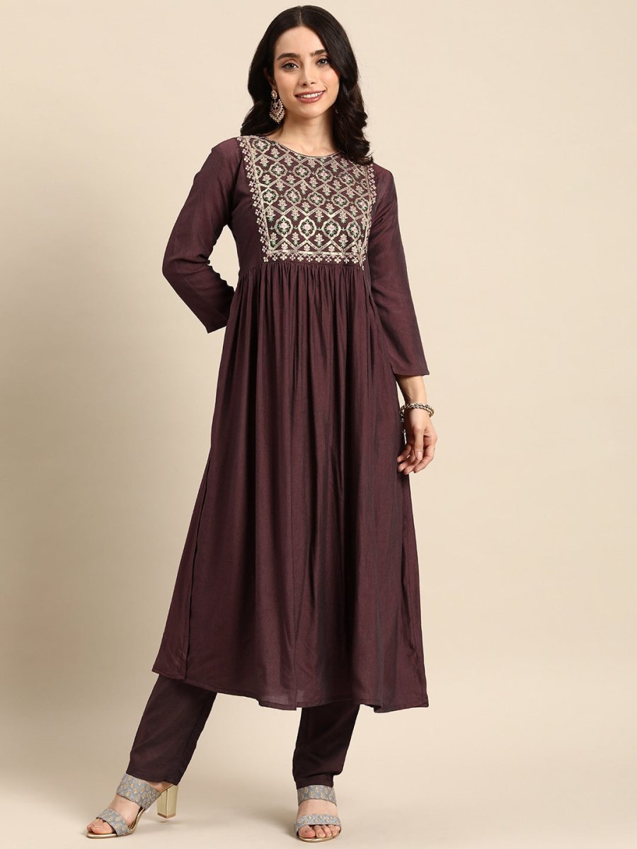 All About You Floral Embroidered Pleated Sequinned Kurta with Trousers