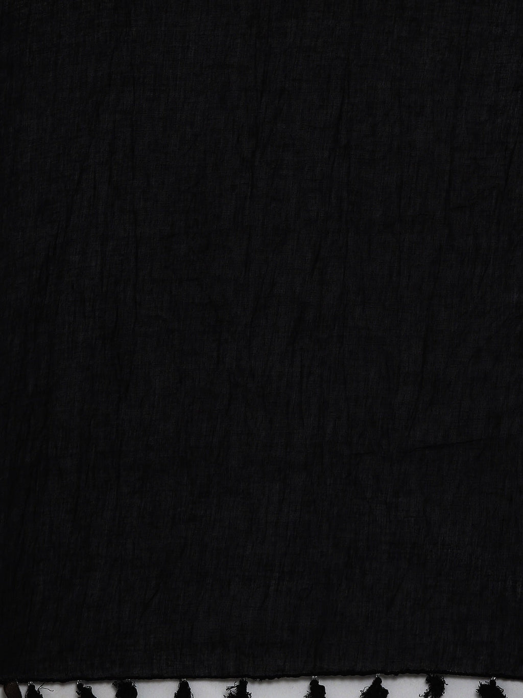 Souchii Black Solid Tasselled Cotton Dupatta