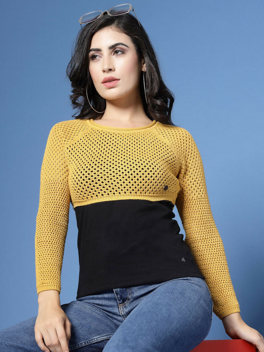 Women Winter Yellow Cotton Pullover - Wool Trees