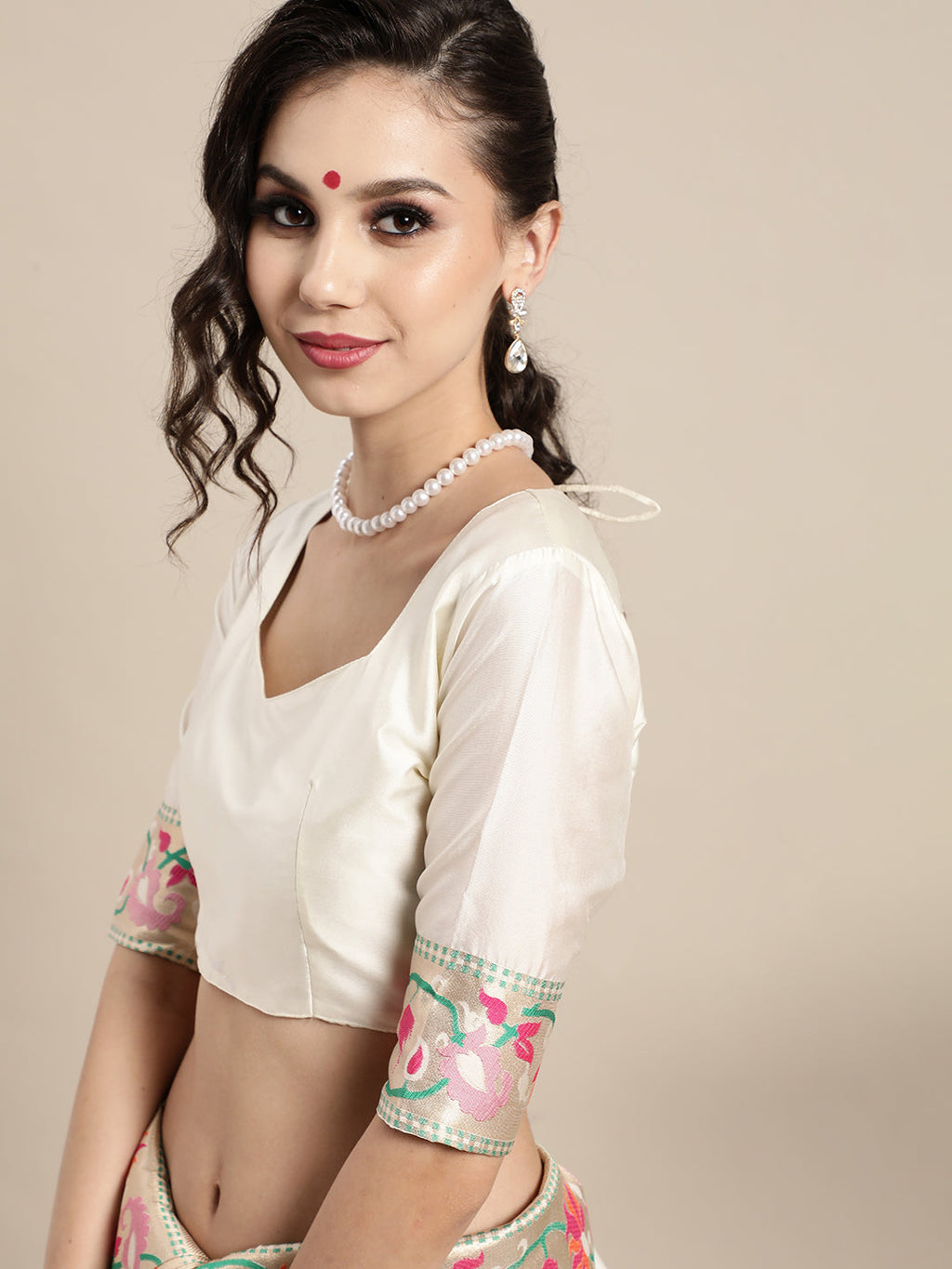Saree Mall Off White & Golden Woven Design Banarasi Saree