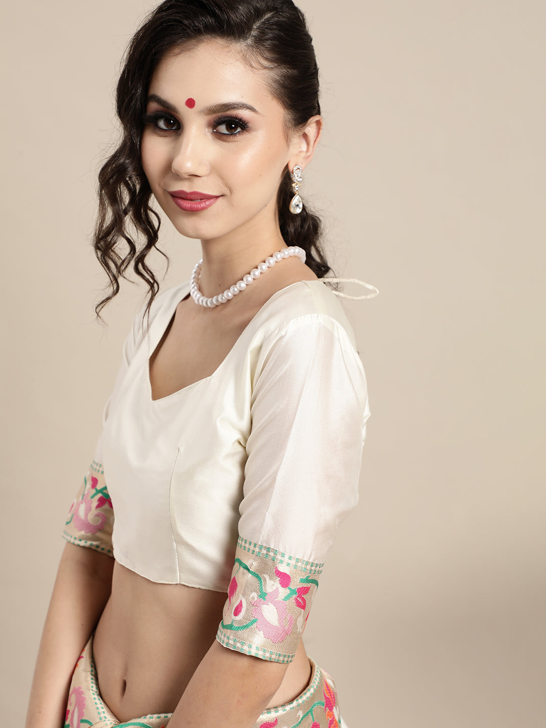 Saree Mall Off White & Golden Woven Design Banarasi Saree