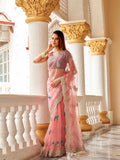 Tikhi Imli Floral Beads and Stones Organza Heavy Work Saree