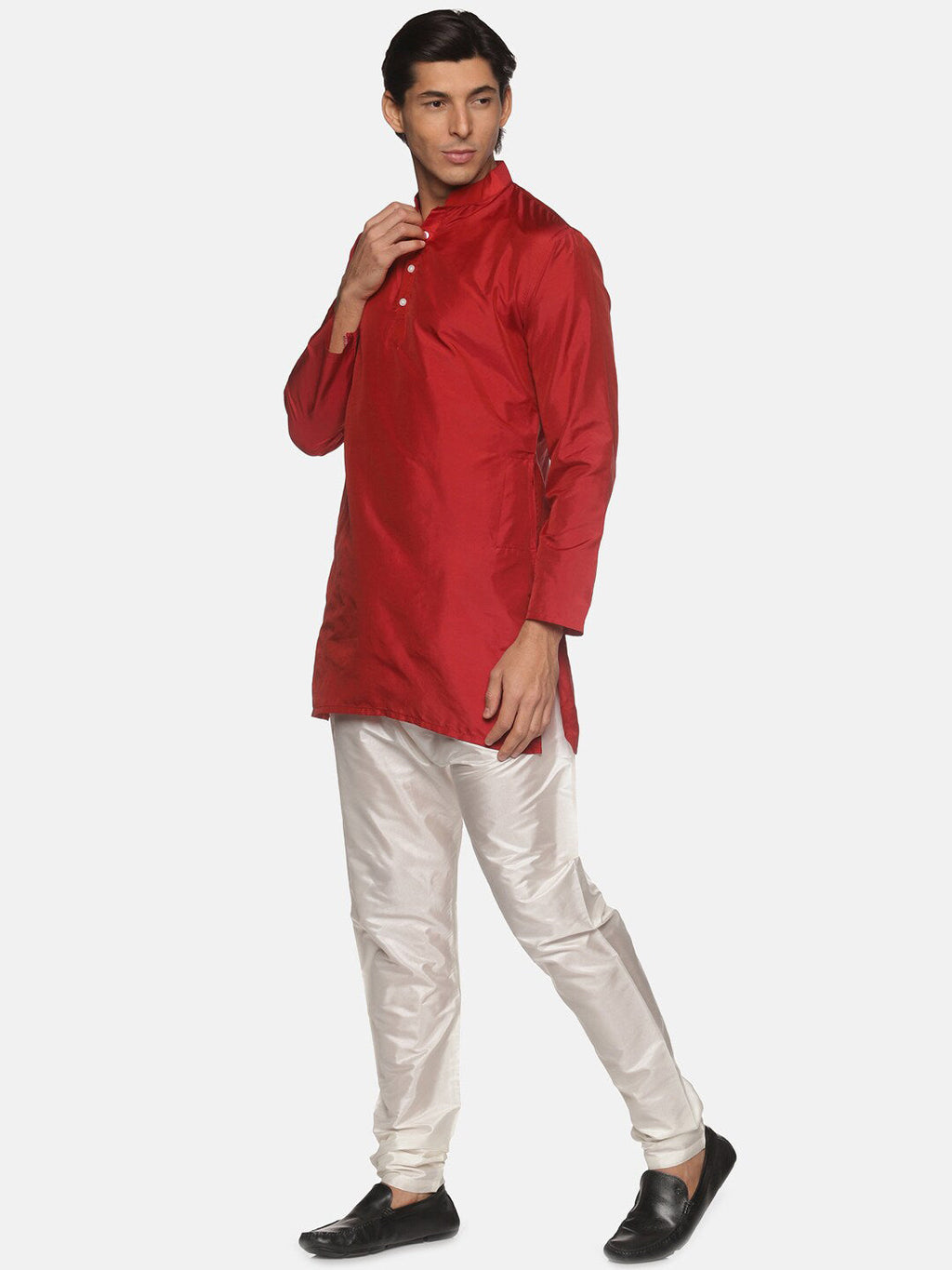 Sethukrishna Men Maroon Kurta with Pyjamas