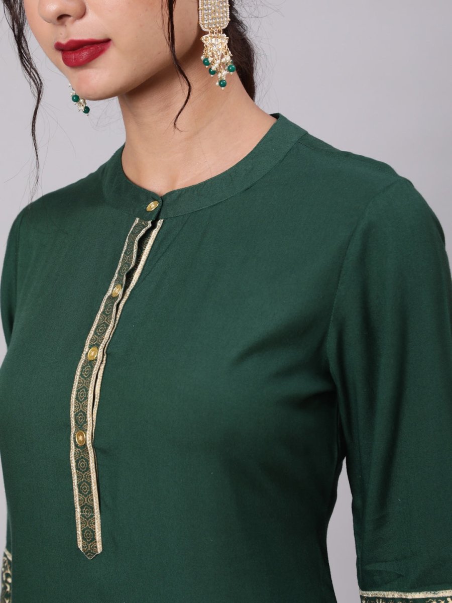 Aks Ethnic Motifs Printed Band Collar Straight Kurta with Trousers