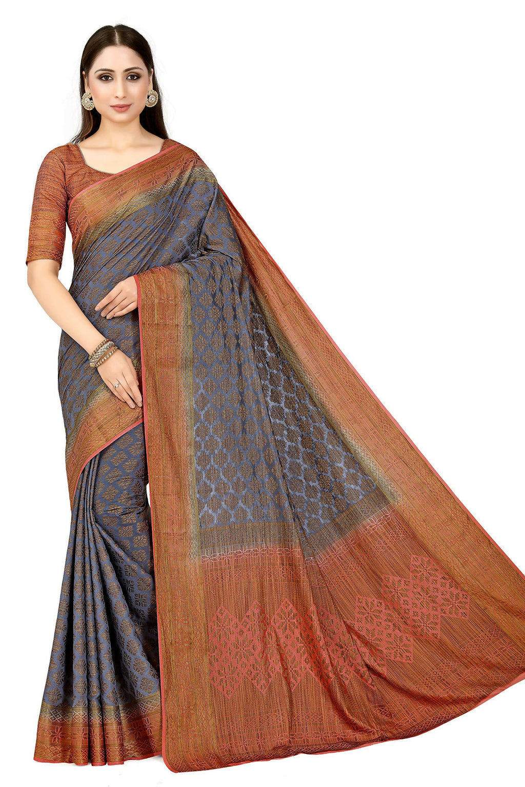 Mimosa Women's Patola Art Silk Grey Saree