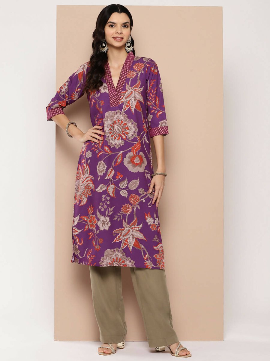 Ahalyaa Women's Traditional wear Kurta - Purple