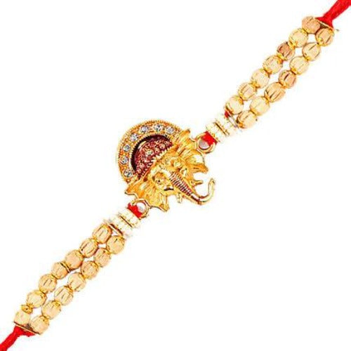 Beautiful Ganesha Rakhi and Kaju Rolls Box