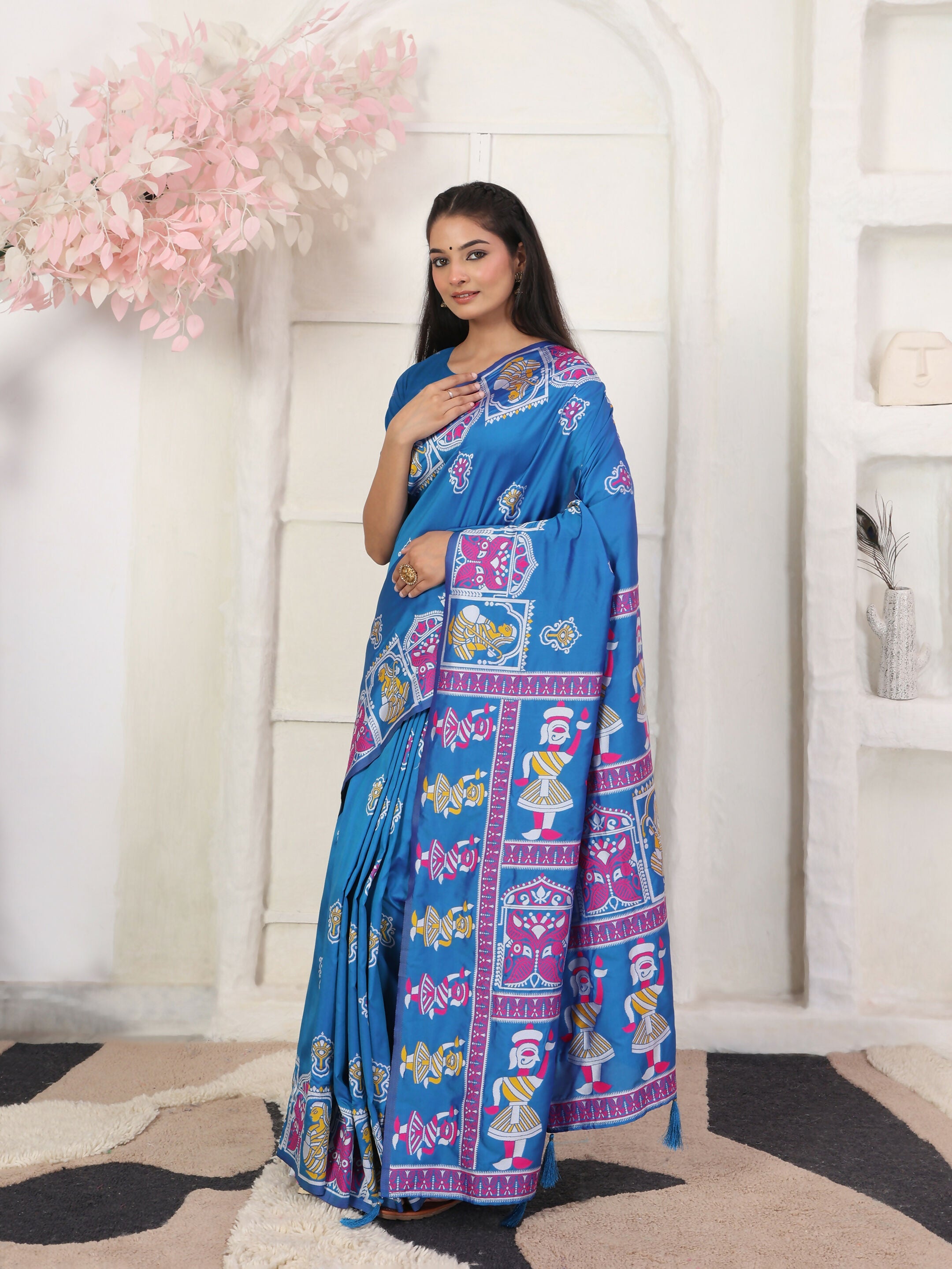 Shree Shyam Fashion Silk Blend Blue Saree