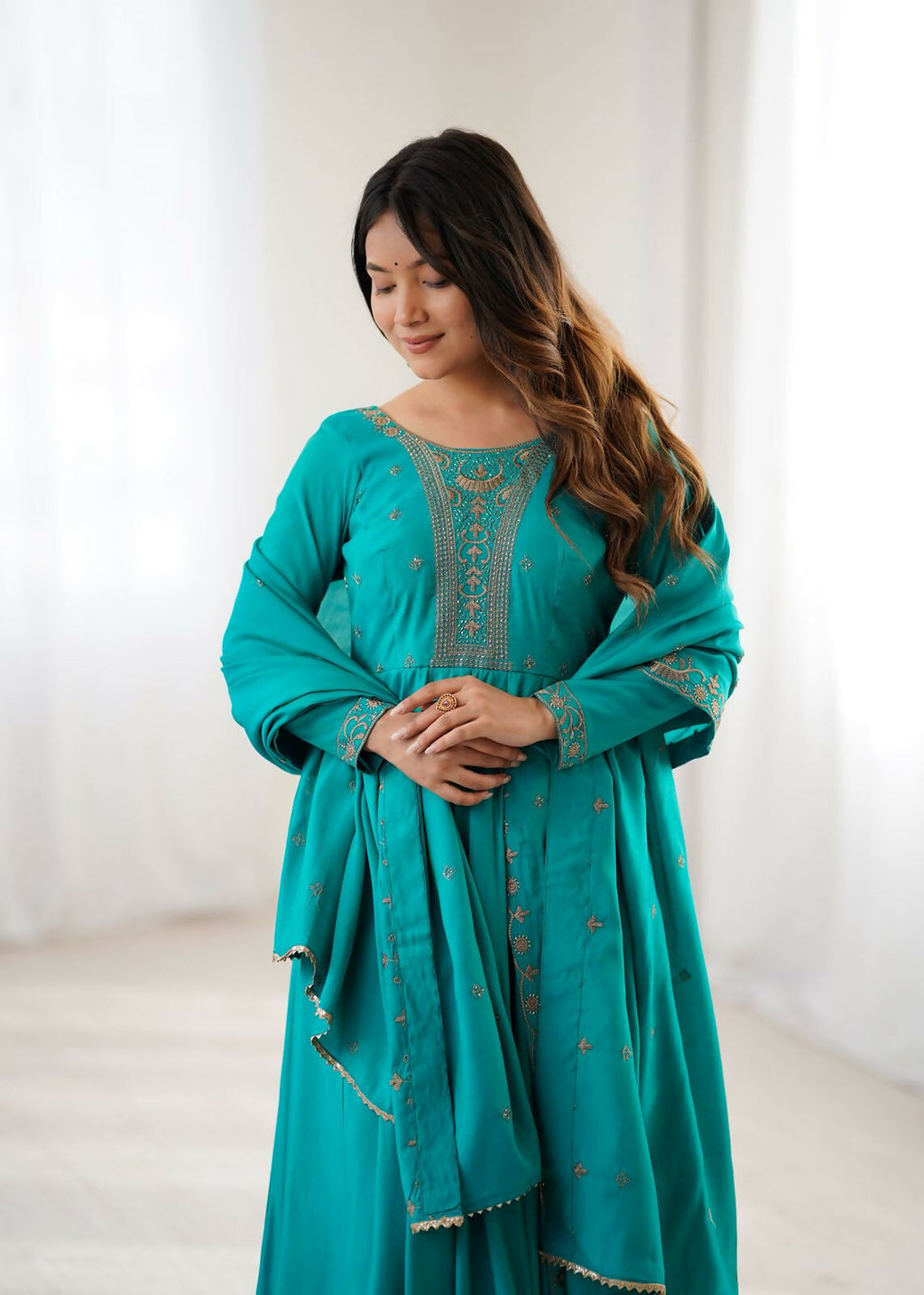 Joban Fashion Rama Kurta Set Chanderi Sequence Embroidery Work