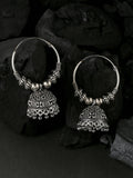 NVR Women Silver-Plated Contemporary Jhumkas Earrings