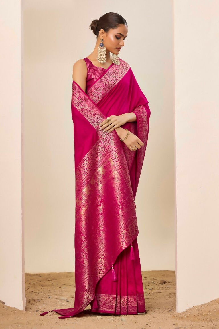 Pink Dolla Silk Wevon Galla Designer Saree - Zeel