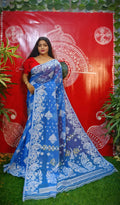Exclusive Collection Handloom Dhakai Jamdani Saree - Blue