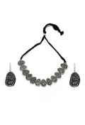 Mominos Fashion Johar Kamal Oxidised Silver-Plated Brass Finish Choker For Women