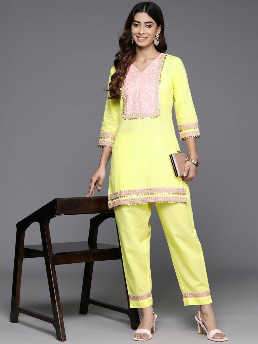 Ahalyaa Women's Traditional Wear Co-ods - Yellow