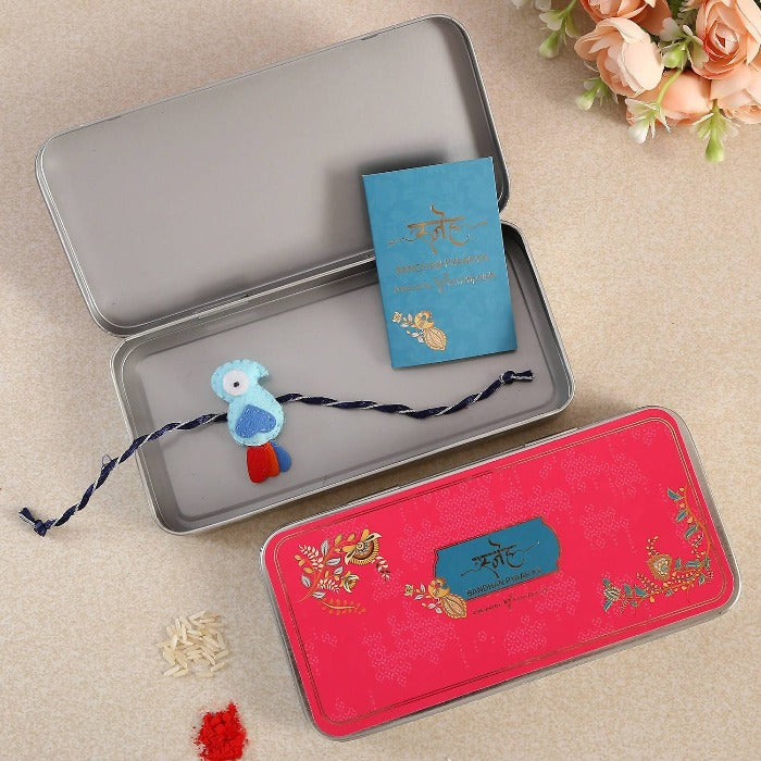 Kids Bird Rakhi With Rasgulla & Gulab Jamun Tin