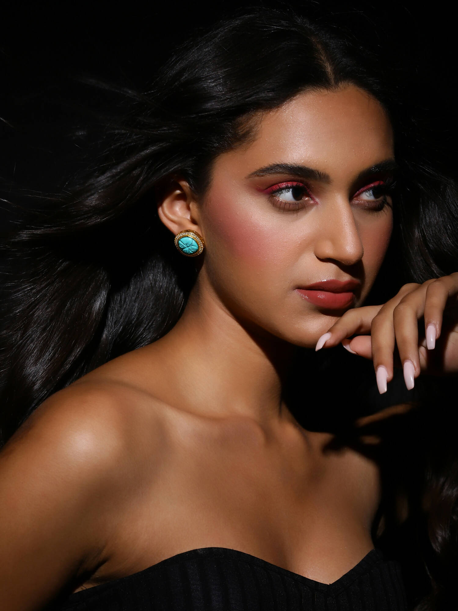 Blue Gold-Polished Handcrafted Studs Earrings - Ruby Raang