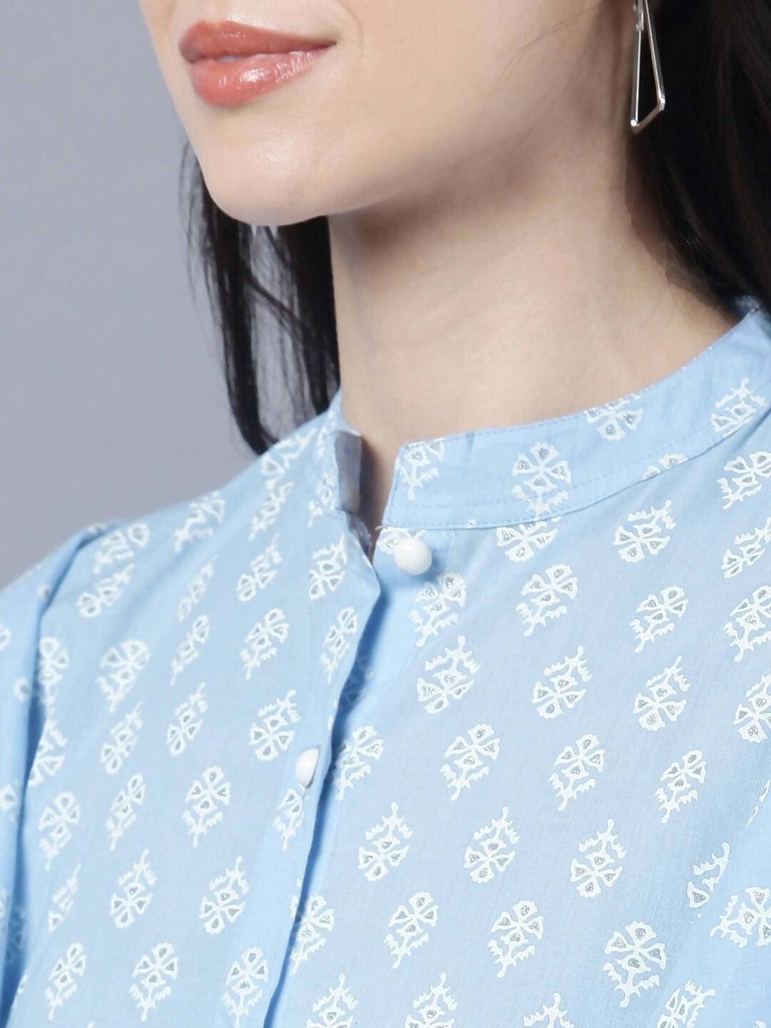Myshka Stylish Blue Cotton Half Sleeve Women's Top