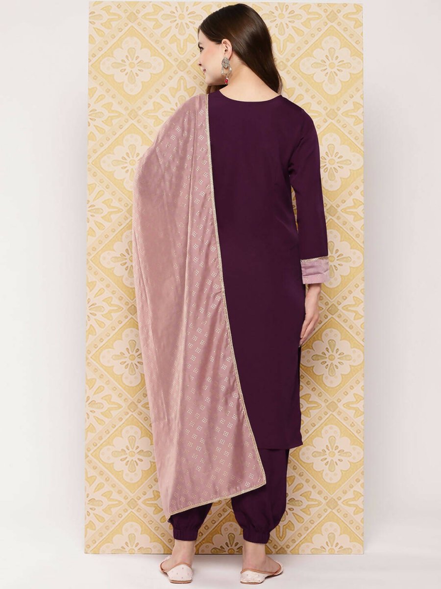 Ahalyaa Women's Traditional wear Kurta Set - Burgundy